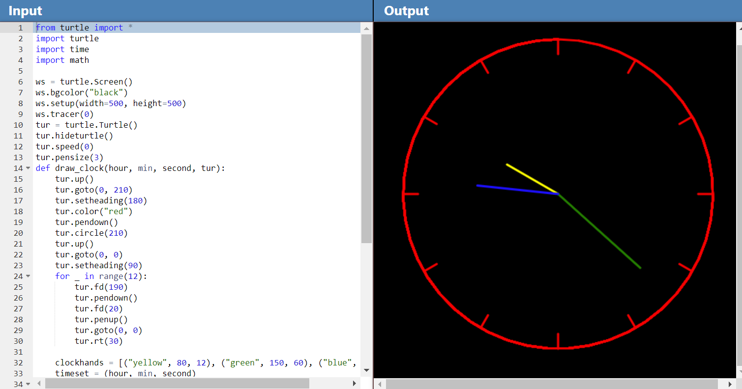 screenshot of Python Online Compiler